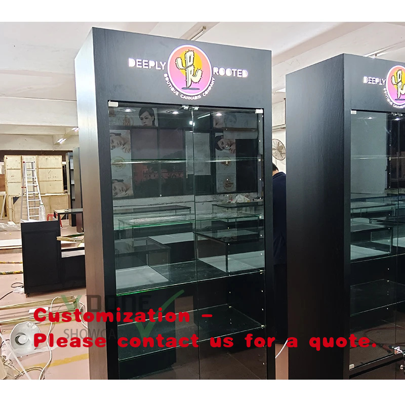 Interior Design Retail - Элитный черный витринный шкаф из закаленного